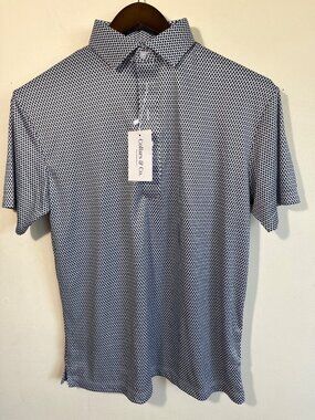 Mens Collars & Co Medium Black & White Dress Collar Polo Shirt